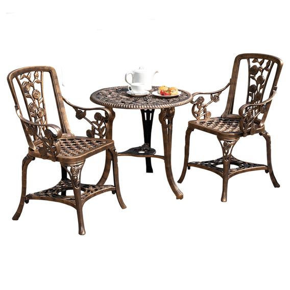 Three-Piece Rose Armchair Bistro Set - Bronze